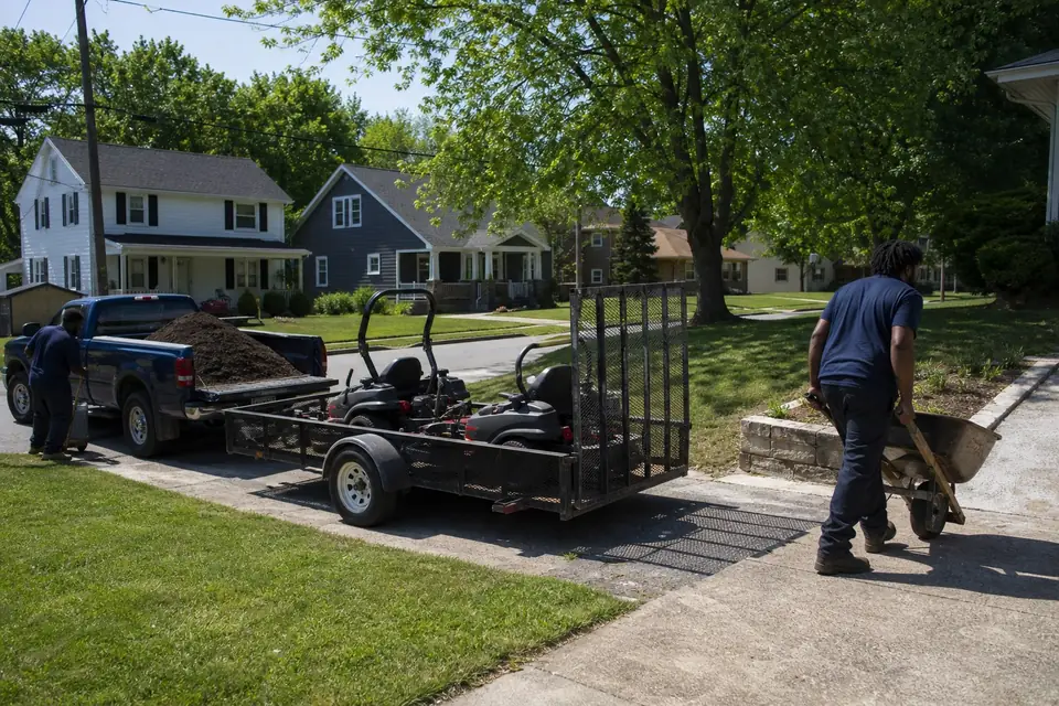 Pickup and trailer loaded for a busy spring day