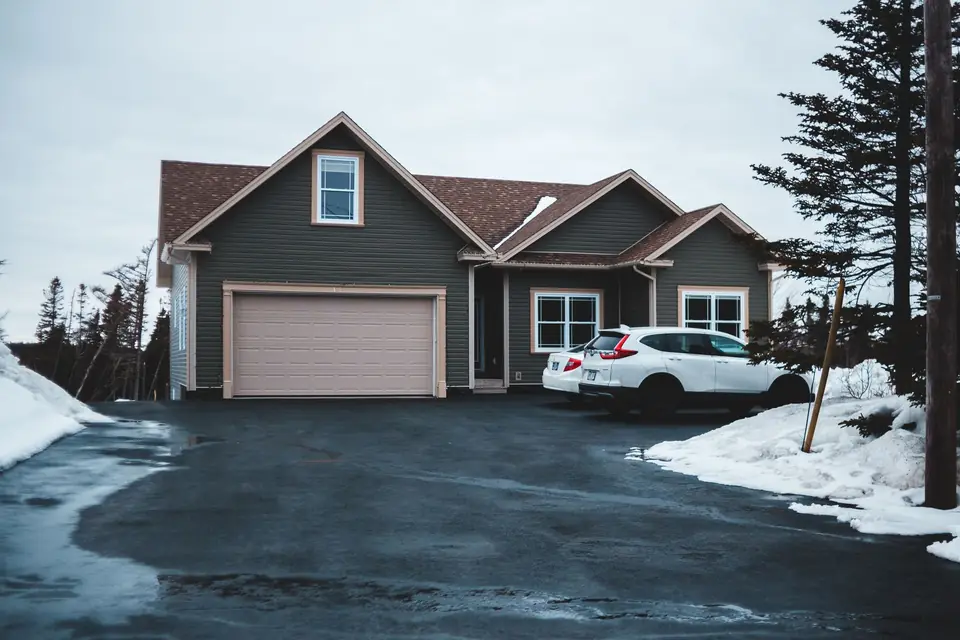 Cleared driveway after a snowfall